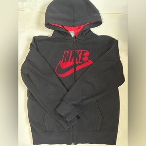 Nike Black zip up sweater with Red Lining